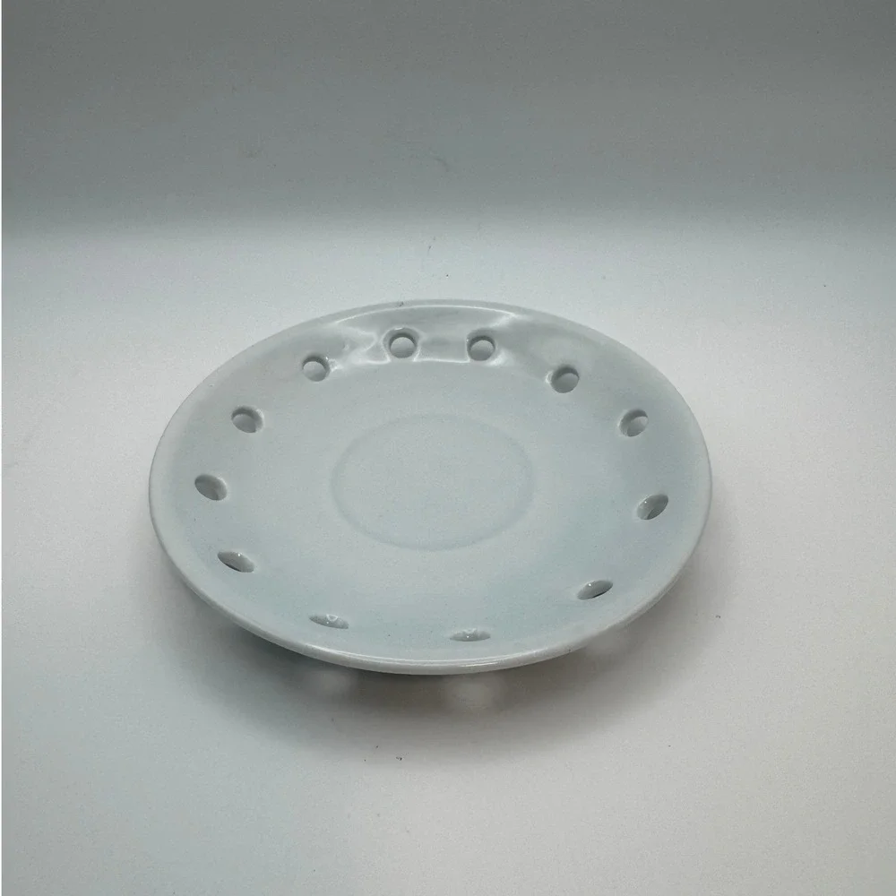 Vintage Jingdezhen Double walled Blue Celadon‎ Porcelain Lidded Bowl Saucer Set